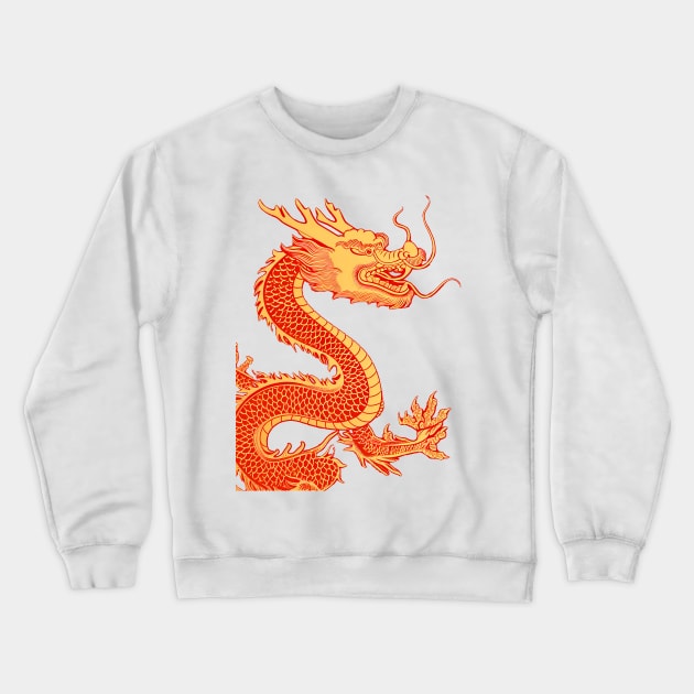 Chinese Golden Dragon on a Lucky Red Background: Chinese New Year, Year of the Dragon on a light (Knocked Out) background Crewneck Sweatshirt by Puff Sumo